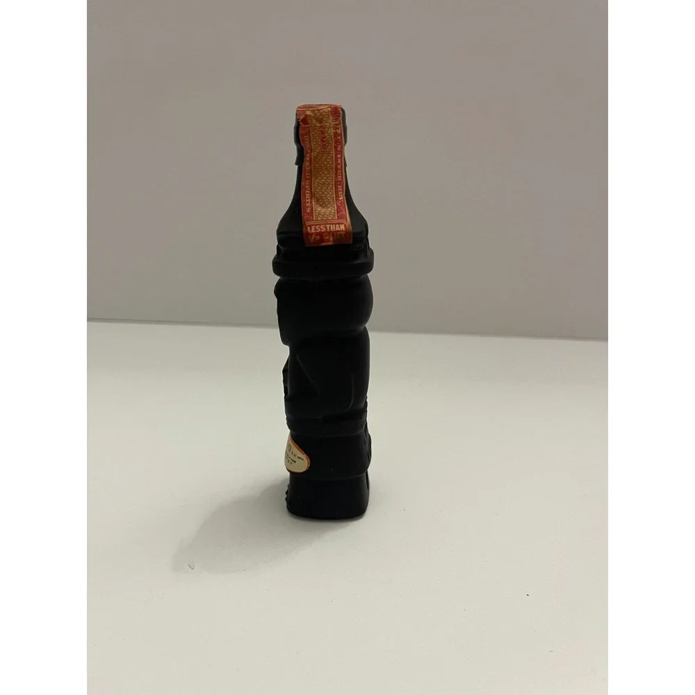 Vintage Inca Pisco Miniature Bottle Matte Black Glass Peruvian Head 1.6oz Peru